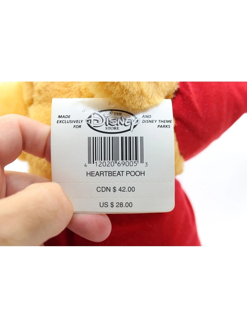 New Vintage Walt Disney Winnie the Pooh Valentine Day Plush Heart Beat Pooh 11
